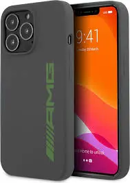 AMG Liquid Silicone Case With Big Logo For IPhone 13 Pro (6.1") - Grey/Green