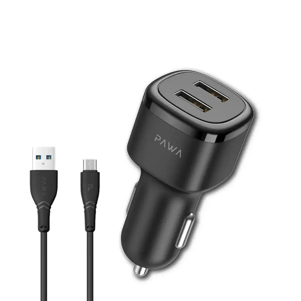 2.4A Dual USB Charger With Micro USB Cable Pawa
