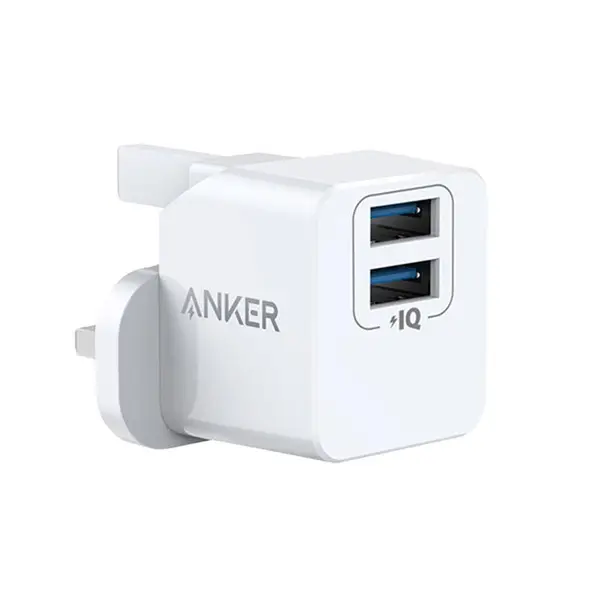 Anker PowerPort Mini 12W Dual Port Usb A Wall Charger-White