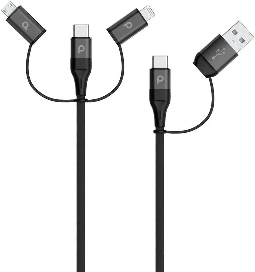 All In One Aluminium Braided Data Cable 1.2m Porodo