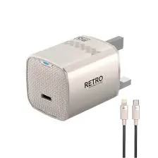 Pawa Retro PD 45W Gan Charger With Usb-C To Lightning Cable-Titanium