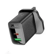 AceFast Gan PD 30W Usb-C & Usb-A Adapter-Black