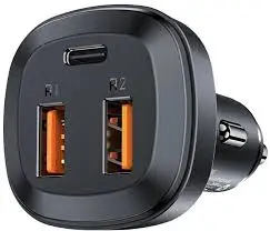شاحن سيارة AceFast B9 بقوة 66 واط، منفذ USB-C ومنفذي USB-A - أسود