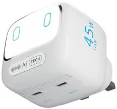 Powerology PD 45W Lumix Gan AI Power Charger-White