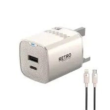 Pawa Retro PD 25W Charger With Usb-C To Lightning Cable-Titanium