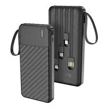 Porodo Piano 10000mAh Powerbank Integrated Cables-Black