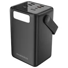 Porodo Lara 80000mAh PowerBank PD 20W With Integrated Cables & Flashlight-Black