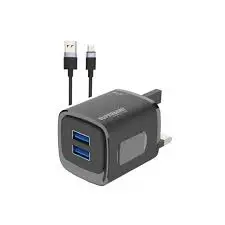Pawa Super Mini Travel Charger Dual Usb Port With Micro Cable-Black