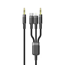 كابل بورودو متعدد الأجهزة AUX 3.5 ملم/Type-C/Lightning - أسود