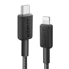 كابل أنكر 322 USB-C إلى Lightning مضفر، 3 أمتار/10 أقدام - أسود