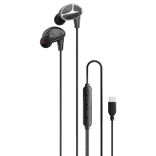 Porodo Stereo Bass Type-C Wired Earphones-Black