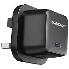 Powerology QX 45W Type-C Pocket-Sized Gan Adapter With Usb-C To Usb-C Cable-Black