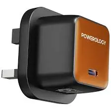 Powerology QX 45W Type-C Pocket-Sized Gan Adapter-Orange