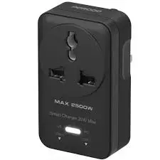 Porodo Velocitas Universal AC Wall Socket-Black