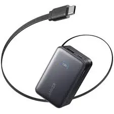 Anker Nano Power Bank 45W with Built-In Retractable Cable - Black