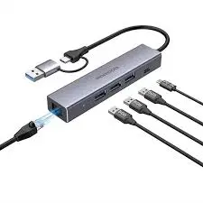 PORODO 5 IN 1 MULTI PORT HUB-GRAY