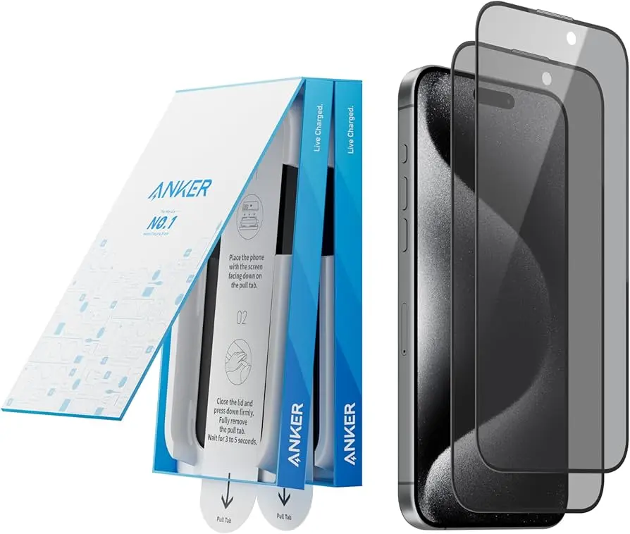 Anker High Definition Tempered Glass Privacy IP 15 Pro Max