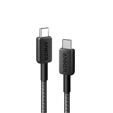 كابل أنكر 322 USB-C إلى USB-C مضفر بطول 3 أقدام - أسود
