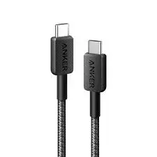 كابل أنكر 322 USB-C إلى USB-C مضفر بطول 6 أقدام - أسود