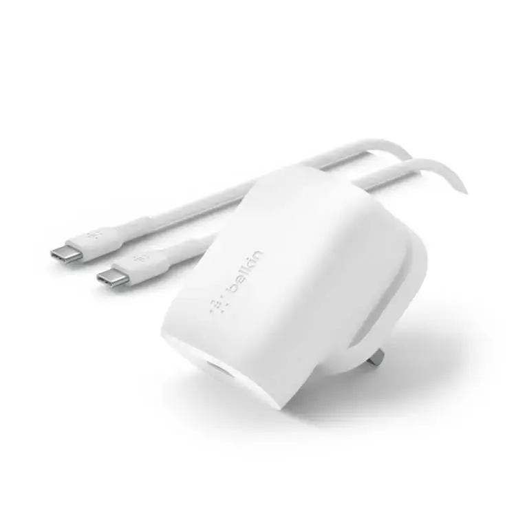 Belkin Boost Charge 30w Usb-C Adapter Usb-C To Usb-C Cable-White