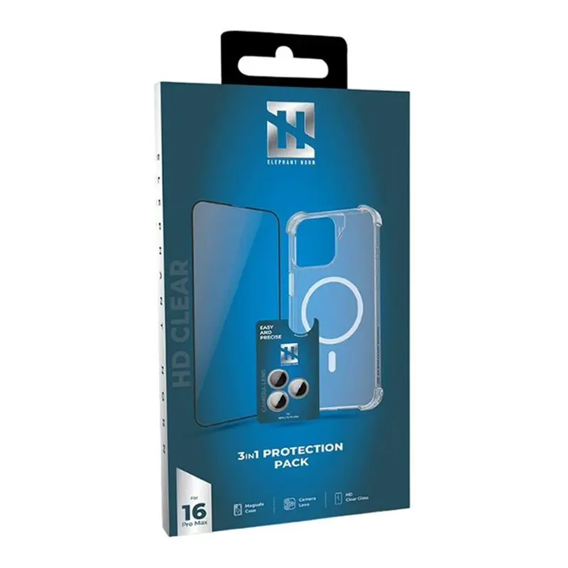 Elephant Horn 3 In 1 Protection Pack IP 16 Pro Max-Clear