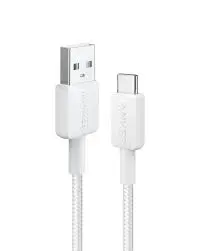كابل أنكر 322 مضفر من USB-A إلى USB-C بطول 6 أقدام - أبيض