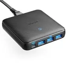Anker PowerPort Slim 65W PD+4 Charger, 65W 4 Port  Black
