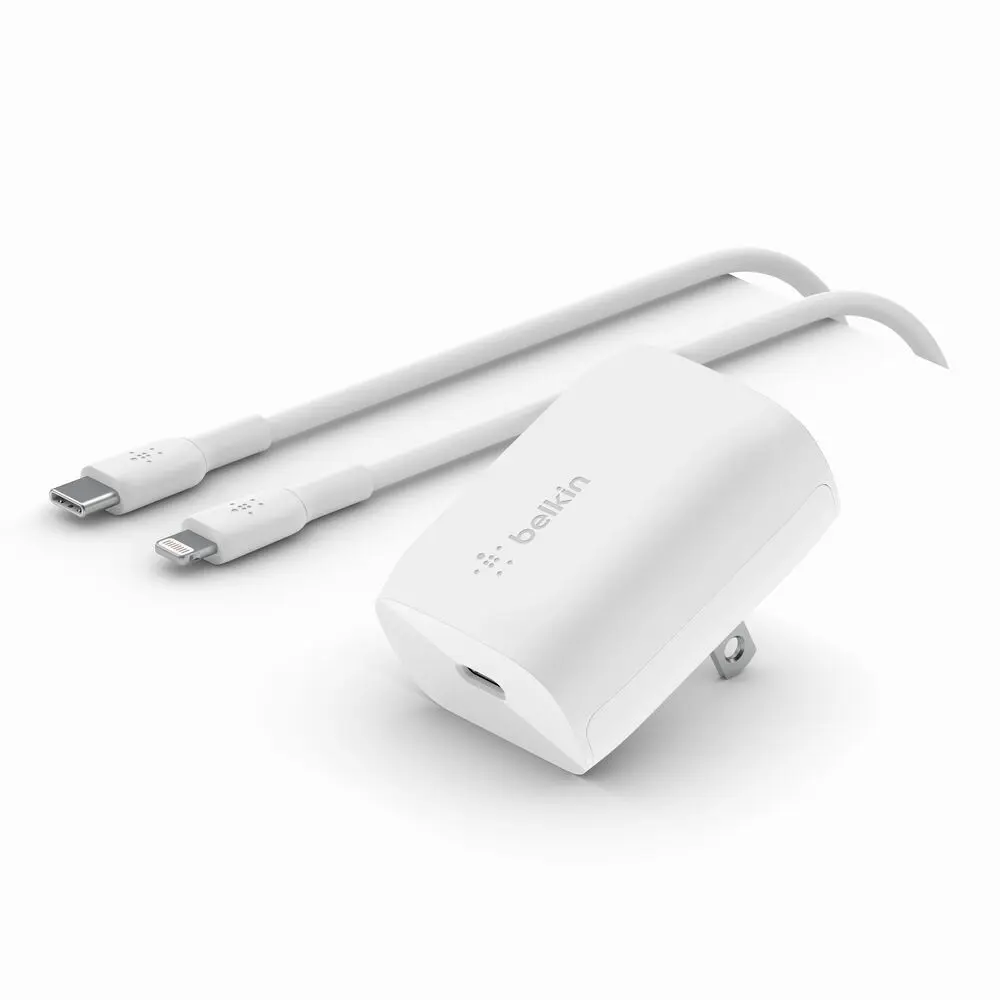 Belkin BoostCharge 20W Usb-C Wall Charger With Usb-C To Lightning Cable-White